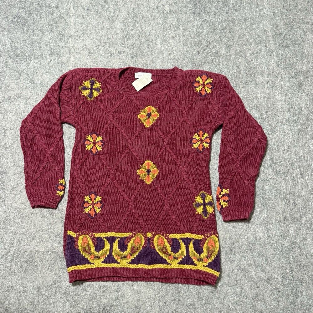 NWT Vtg 80s Casual Corner Ramie Cotton Sweater Womens S Deadstock Shoulder Pads